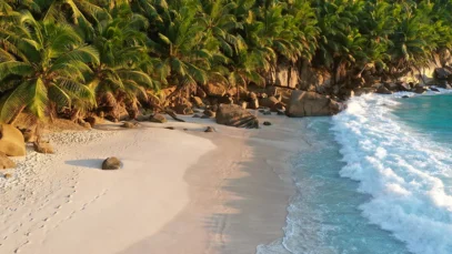 Foto de uma praia em um roteiro por Seychelles.