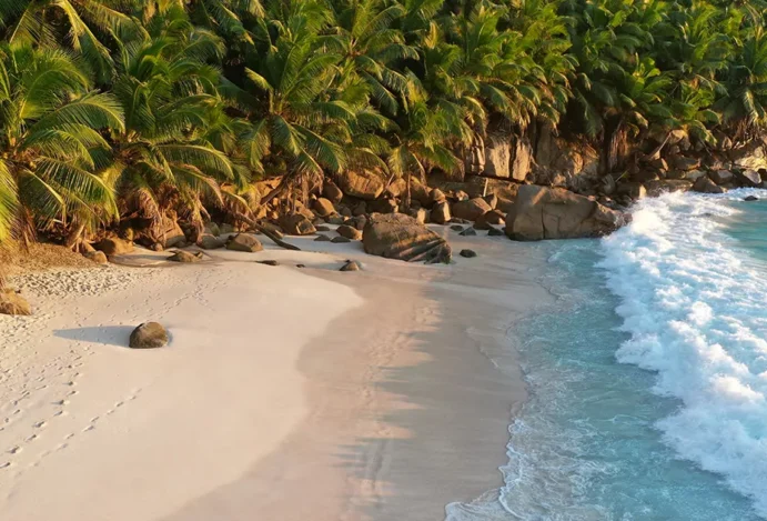 Foto de uma praia em um roteiro por Seychelles.